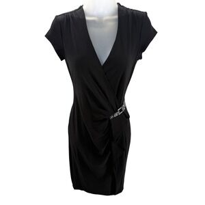 Cache Black Buckle Detail Cap Sleeve Womens Stretch‎ Dress Small
